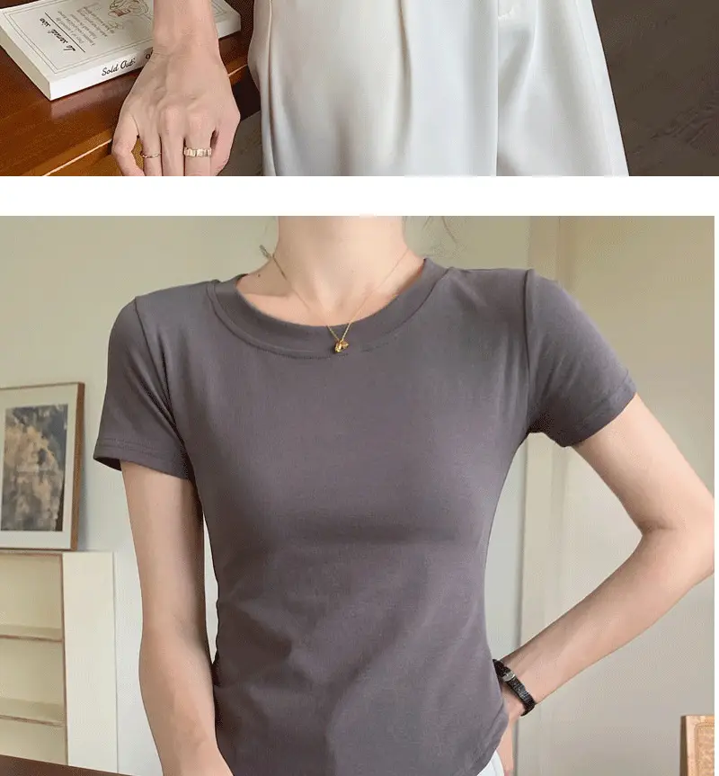 Women Asymmetrical Curved Slim Fit T-Shirt Summer 2025 — feature 29