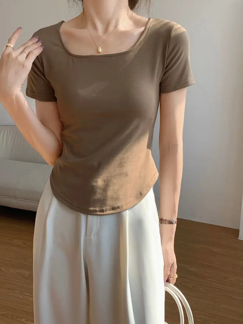 Women Asymmetrical Curved Slim Fit T-Shirt Summer 2025 — feature 9