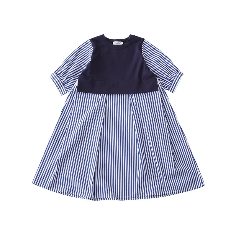 Korean Style Striped Patchwork Dress for Family of 3 - Image 2