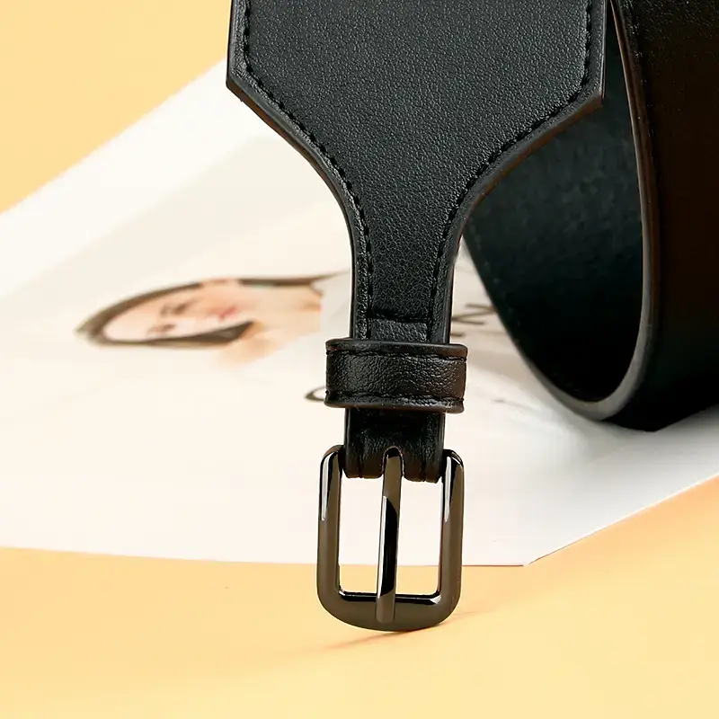 Black Leather Belt for Men Women Waist Decoration