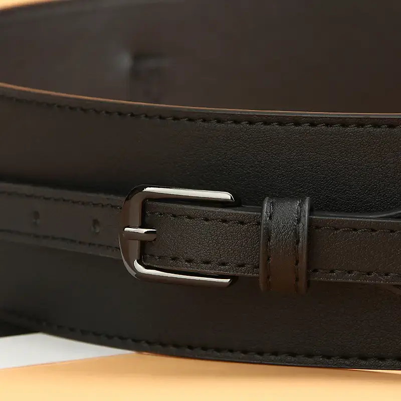 Black Leather Belt for Men Women Waist Decoration