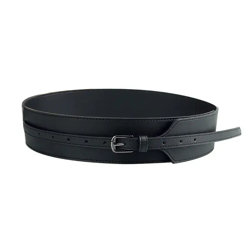 Black Leather Belt for Men Women Waist Decoration