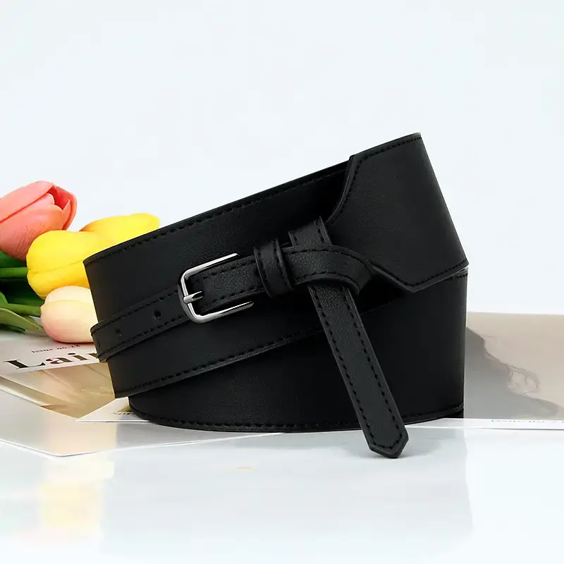 Black Leather Belt for Men Women Waist Decoration