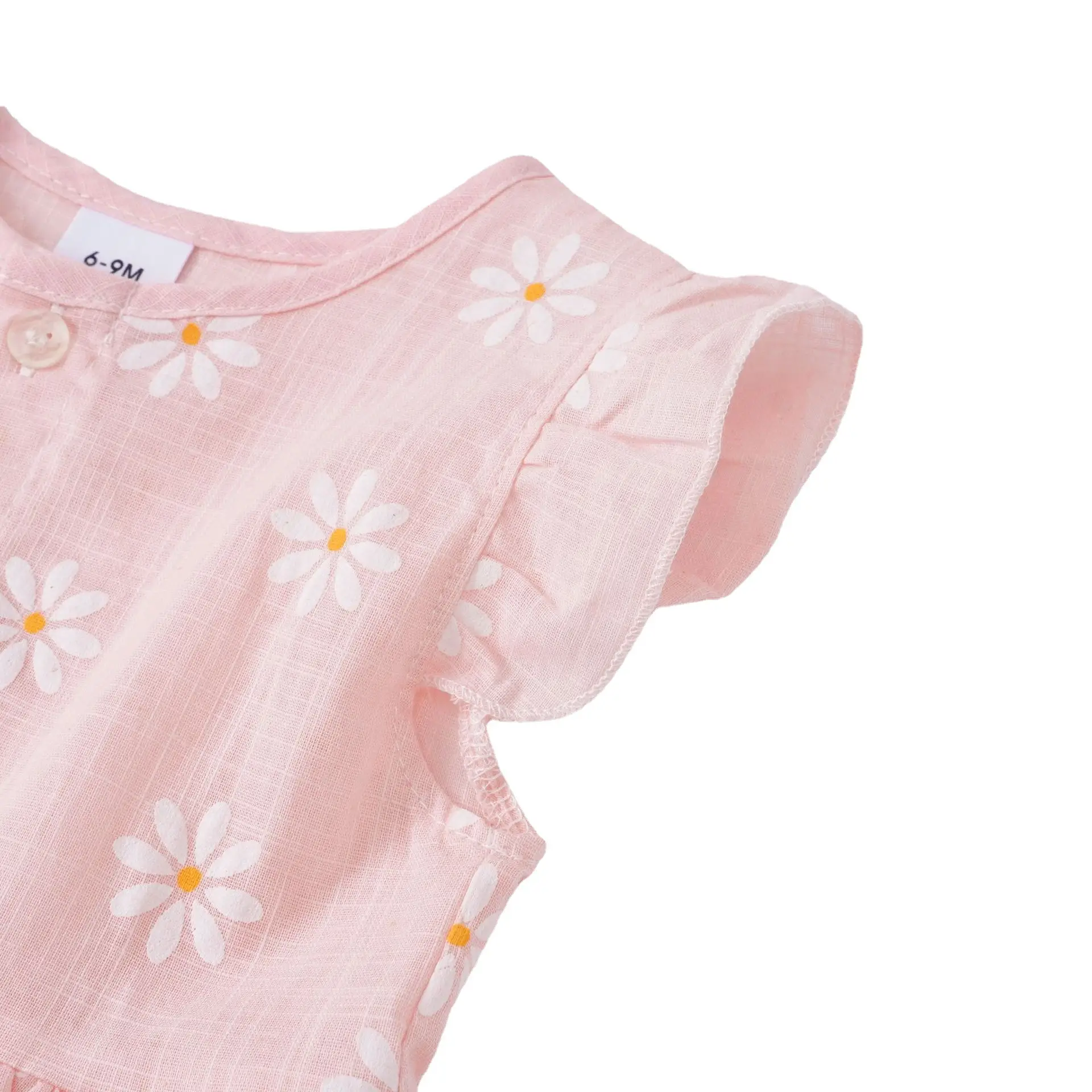 Pink Daisy Print Princess Dress for Girls - Image 5