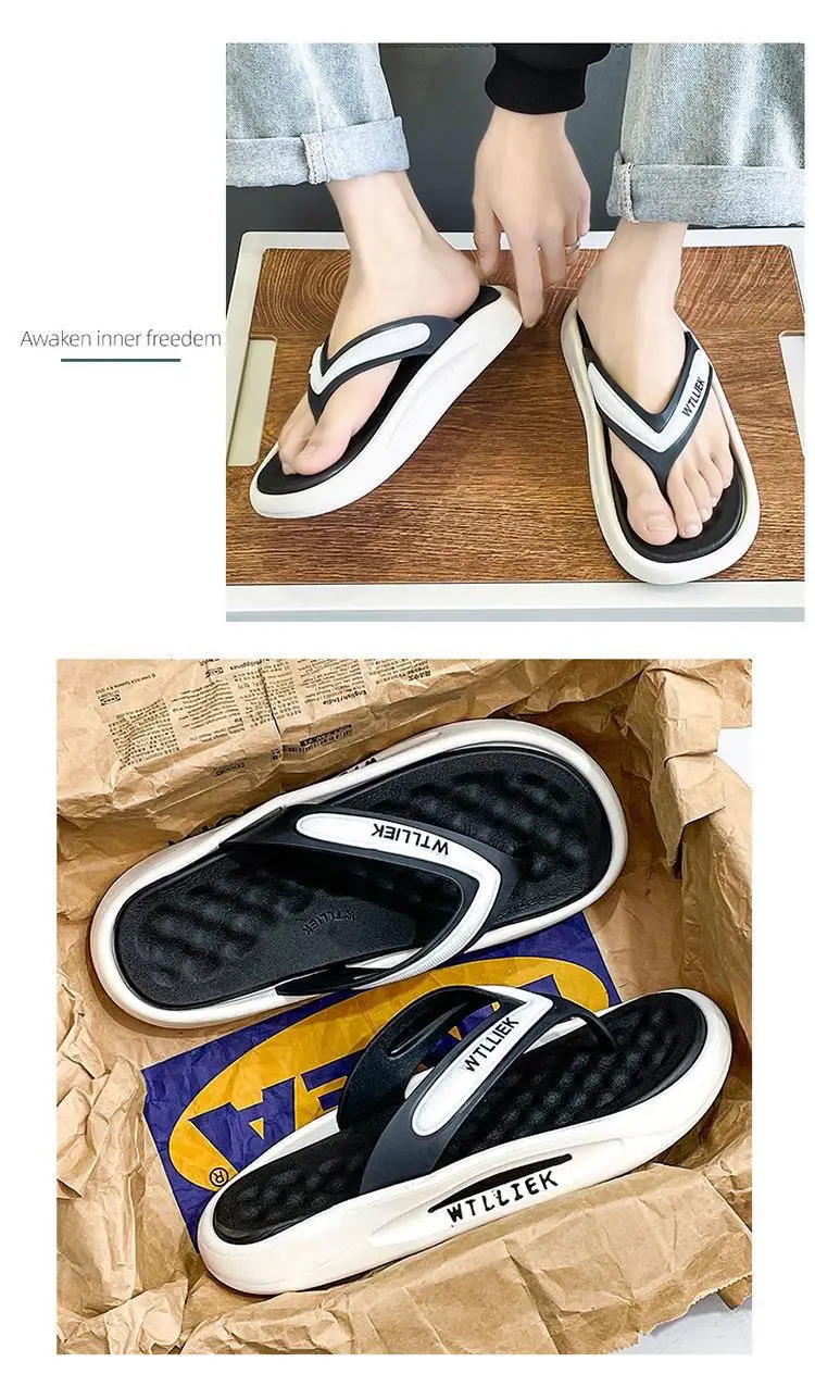 Men's Brown Step-On Flip Flops Summer Wear — feature 15