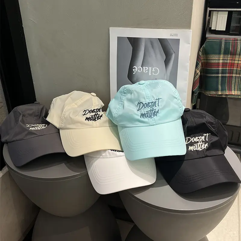 Women Korean Style Mint Green Embroidered Baseball Cap
