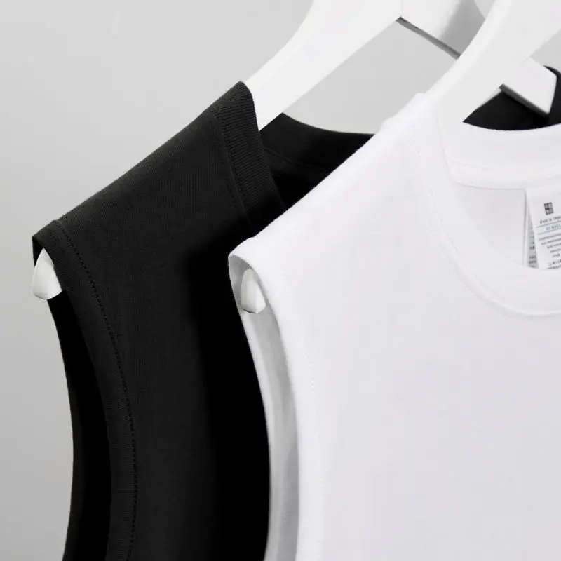 Men's Heavy Cotton Waistcoat Vest Black White - Image 8