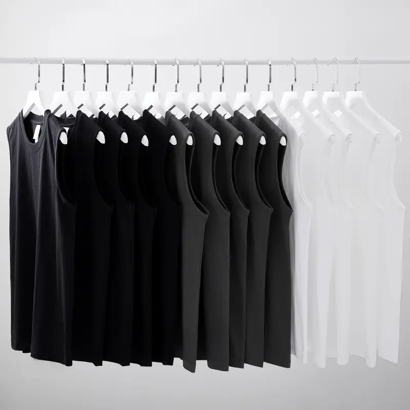 Men's Heavy Cotton Waistcoat Vest Black White - Image 9