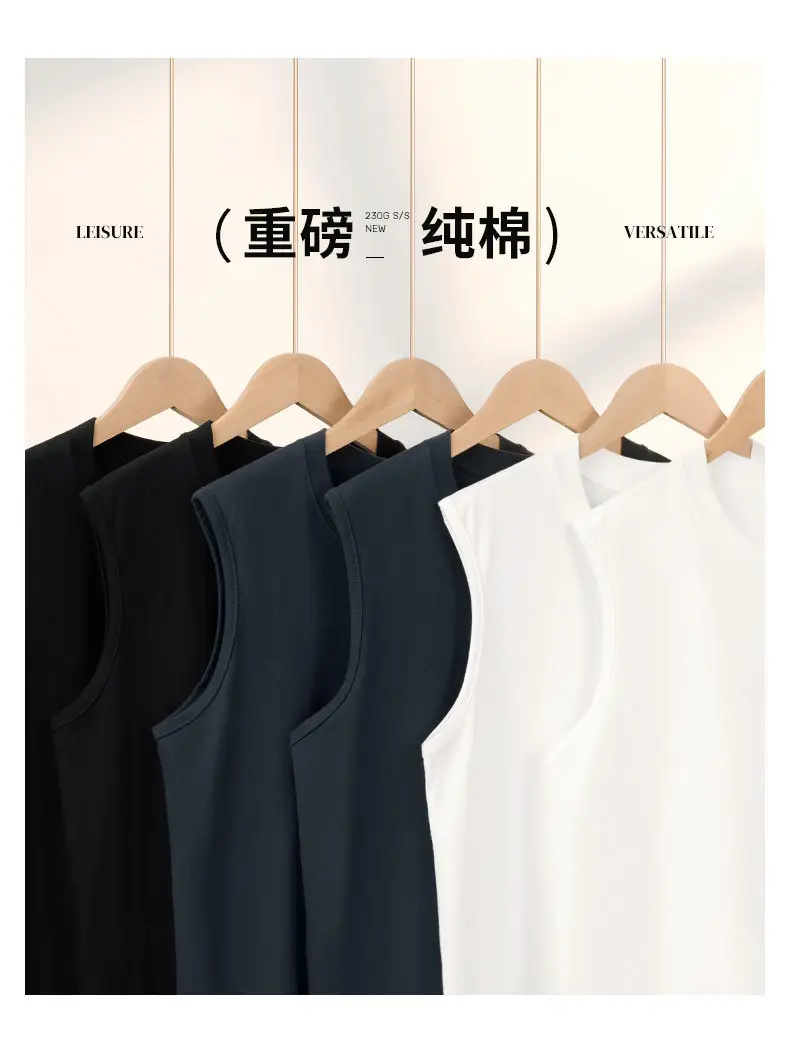 Men's Heavy Cotton Waistcoat Vest Black White — feature 6