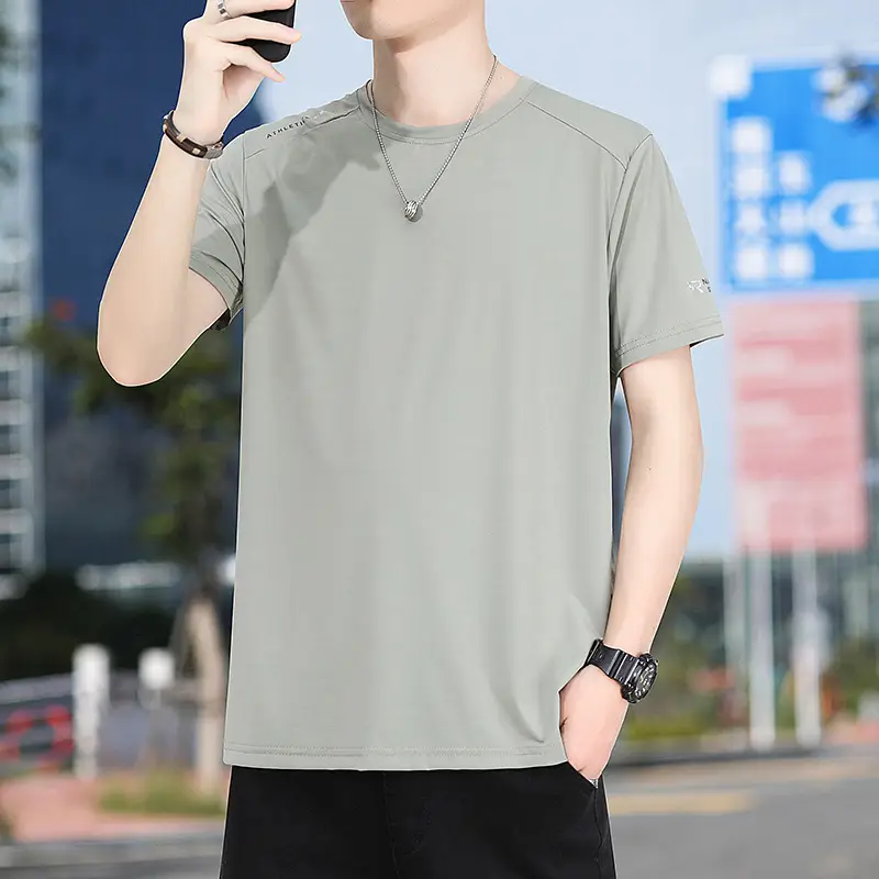 Men's White Half-Sleeve T-Shirt Large Quick-Drying - Image 7