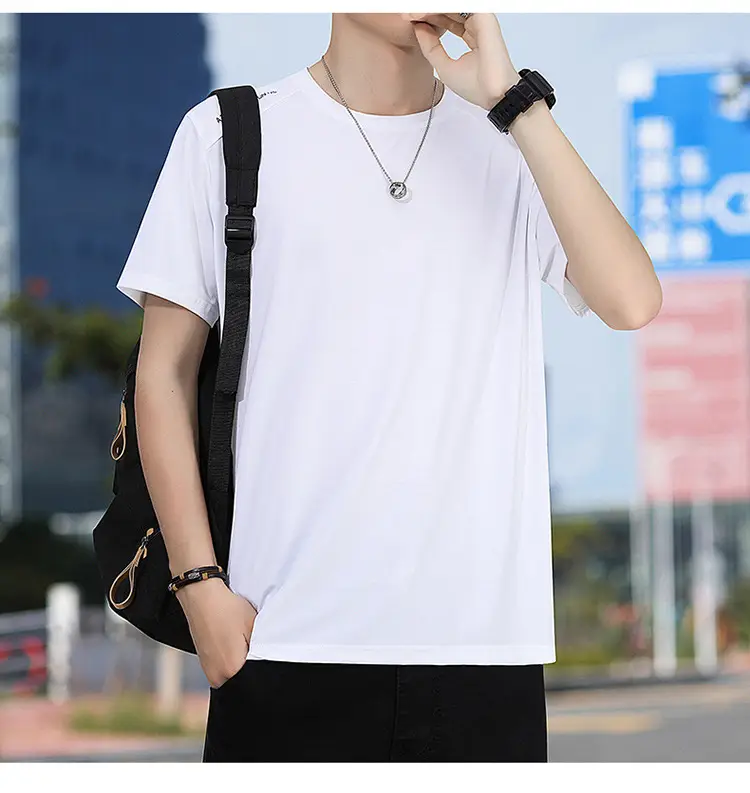 Men's White Half-Sleeve T-Shirt Large Quick-Drying — feature 20