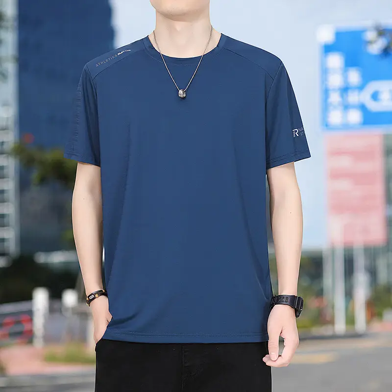 Men's White Half-Sleeve T-Shirt Large Quick-Drying - Image 2