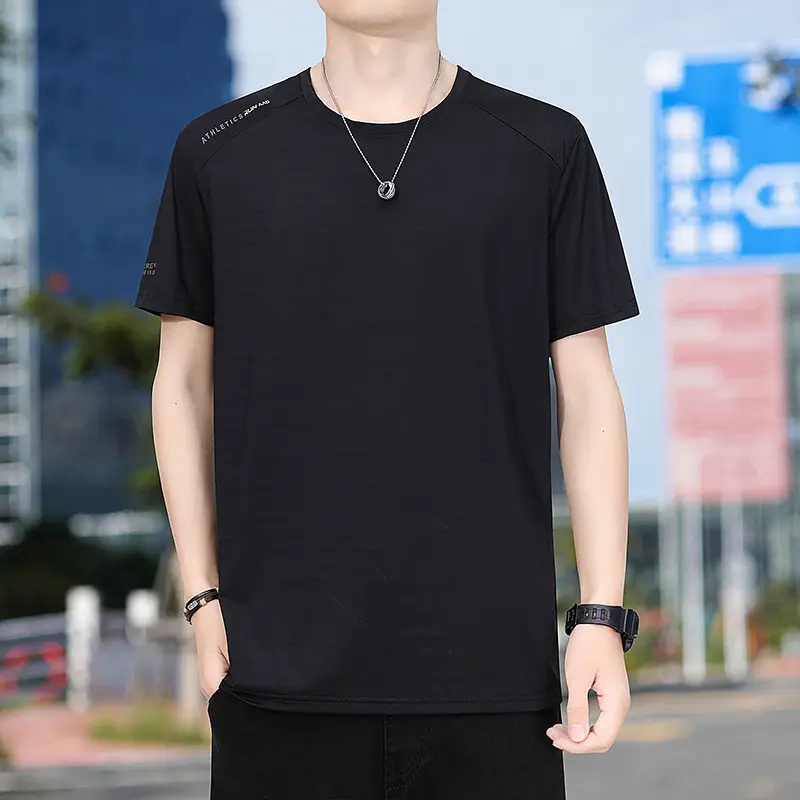 Men's White Half-Sleeve T-Shirt Large Quick-Drying - Image 3