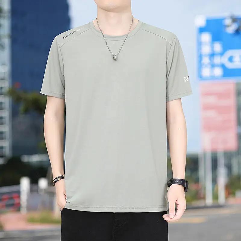 Men's White Half-Sleeve T-Shirt Large Quick-Drying - Image 4