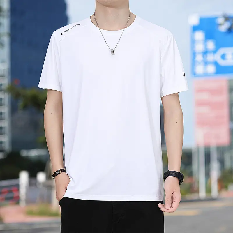 Men's White Half-Sleeve T-Shirt Large Quick-Drying - Image 5