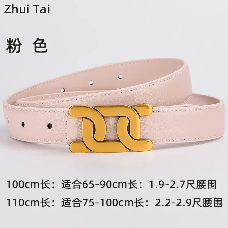 Women's Black Leather Buckle Belt with Gold Logo - Image 11