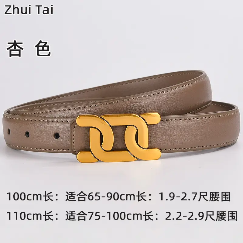 Women's Black Leather Buckle Belt with Gold Logo - Image 12