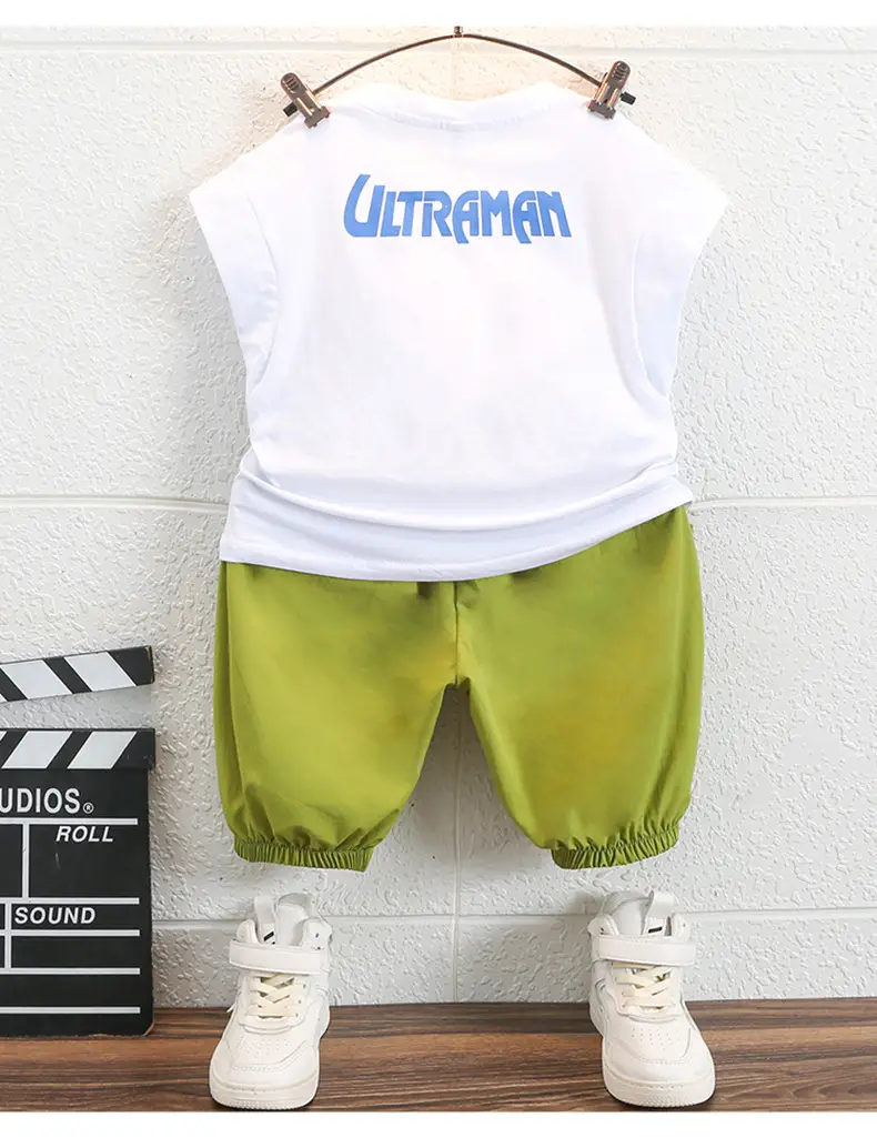 Ultraman Boys Cotton Suit Green Shorts White T Shirt — feature 10