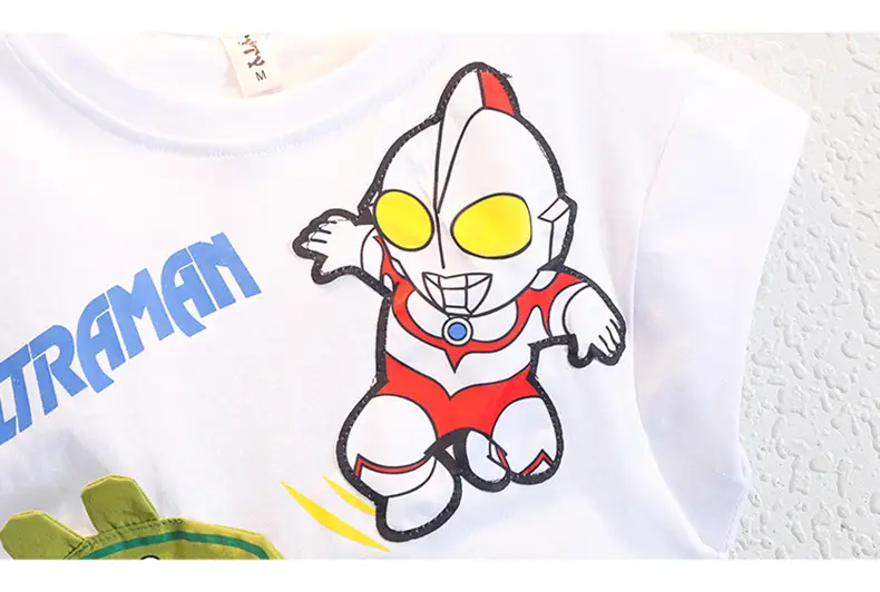 Ultraman Boys Cotton Suit Green Shorts White T Shirt — feature 16
