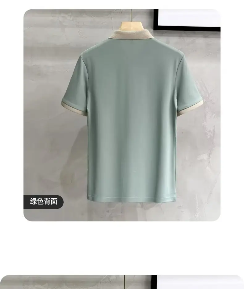 2023 Men's White Embroidered Polo Shirt with Grey Shorts — feature 21