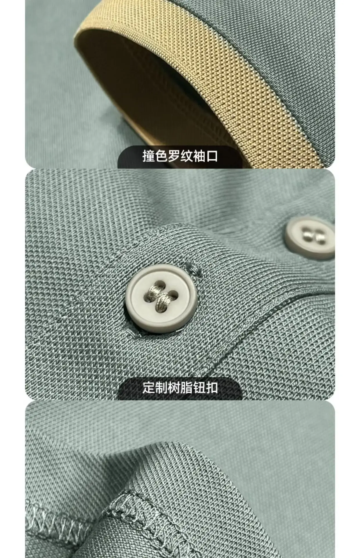 2023 Men's White Embroidered Polo Shirt with Grey Shorts — feature 8