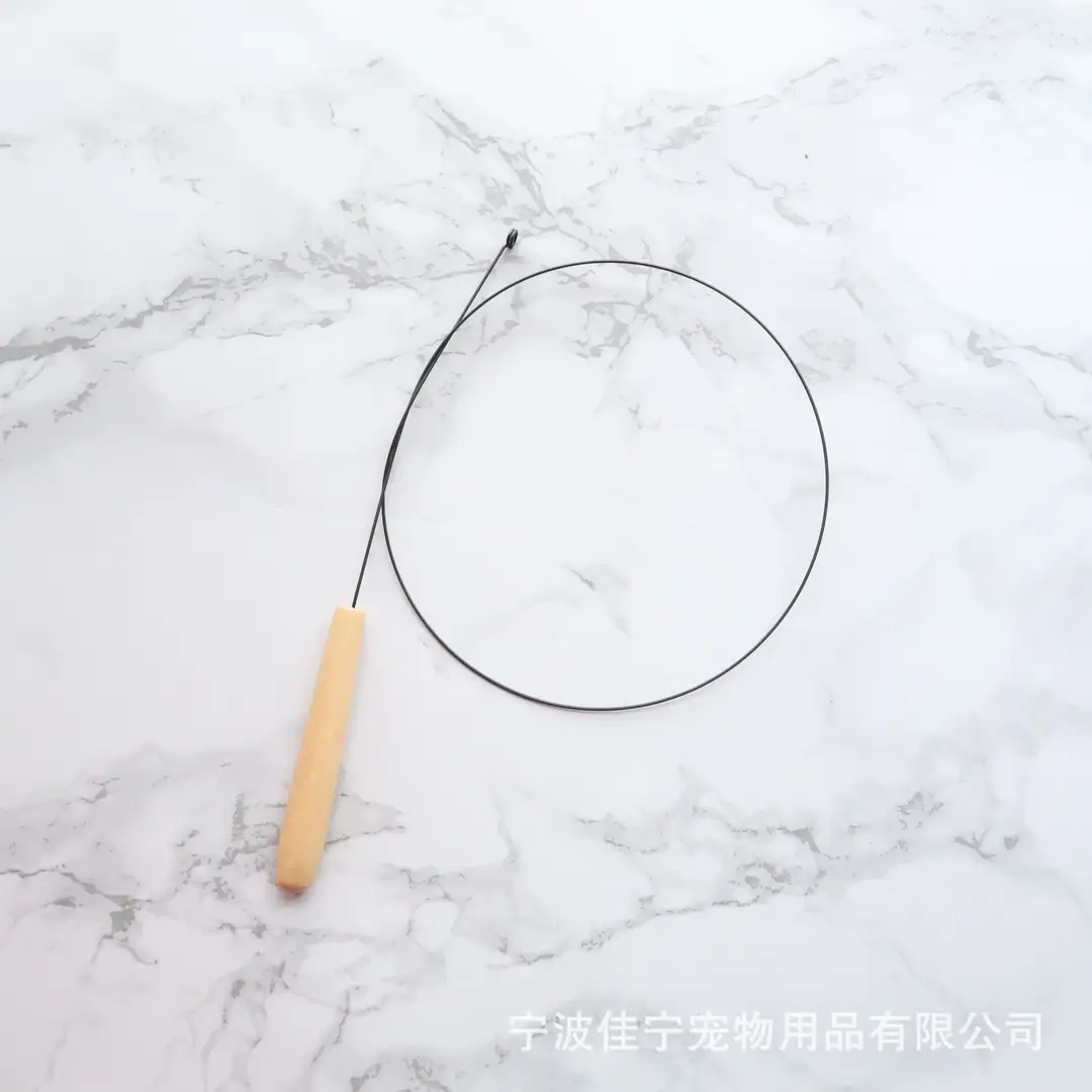 Wooden handle steel wire cat teaser rotating windmill cat teaser natural feather cat toy sound toy kitten self-hi