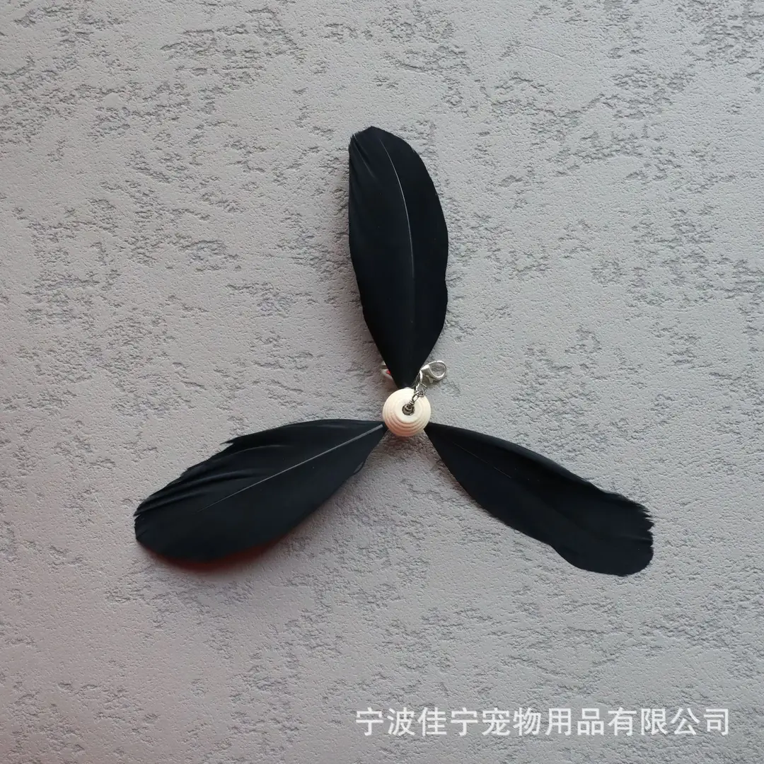 Wooden handle steel wire cat teaser rotating windmill cat teaser natural feather cat toy sound toy kitten self-hi