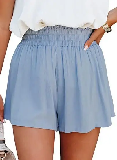 Elastic Waist Ruffle Shorts for Women Summer Loose Slimming — feature 4