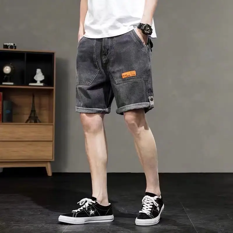 Men Denim Ripped Shorts Large Elastic Waist - Image 4