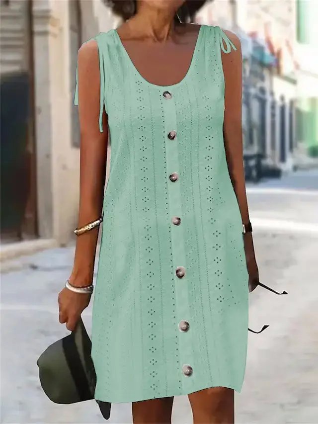 Women's Light Blue Embroidered Sleeveless Skirt - Image 9