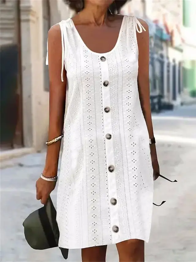 Women's Light Blue Embroidered Sleeveless Skirt - Image 4