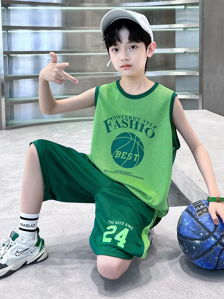 Boys Jersey Tank Top & Shorts Set Summer Sporty - Image 4