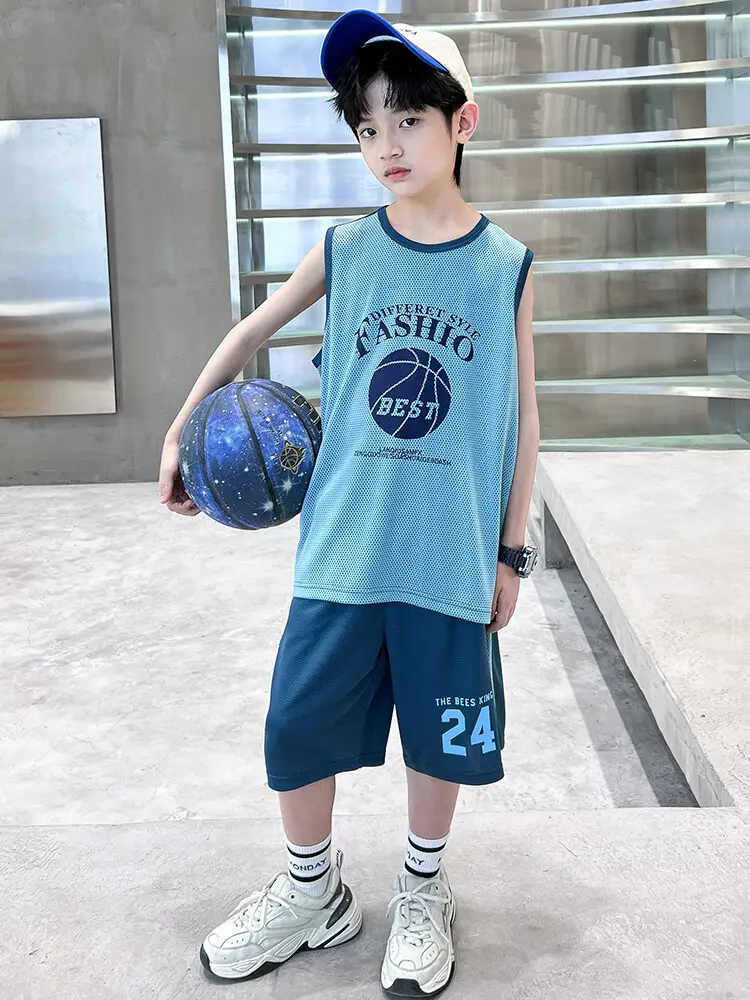 Boys Jersey Tank Top & Shorts Set Summer Sporty - Image 5