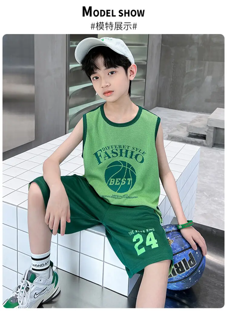 Boys Jersey Tank Top & Shorts Set Summer Sporty — feature 1