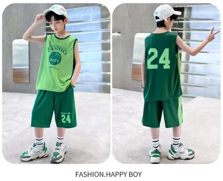 Boys Jersey Tank Top & Shorts Set Summer Sporty — feature 10