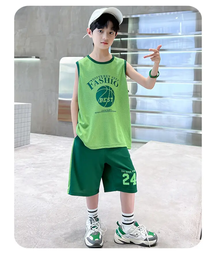 Boys Jersey Tank Top & Shorts Set Summer Sporty — feature 11