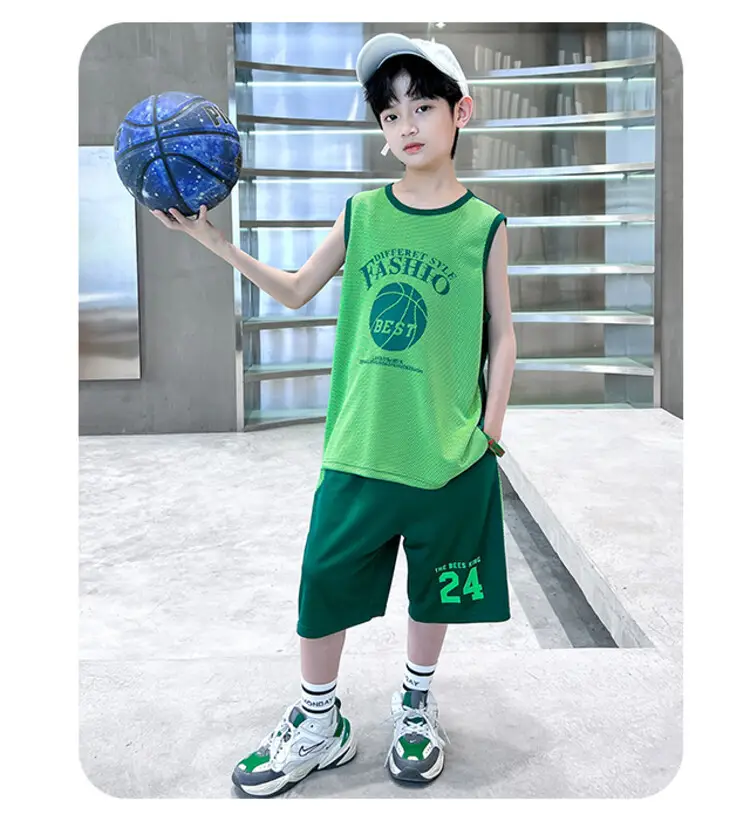 Boys Jersey Tank Top & Shorts Set Summer Sporty — feature 12