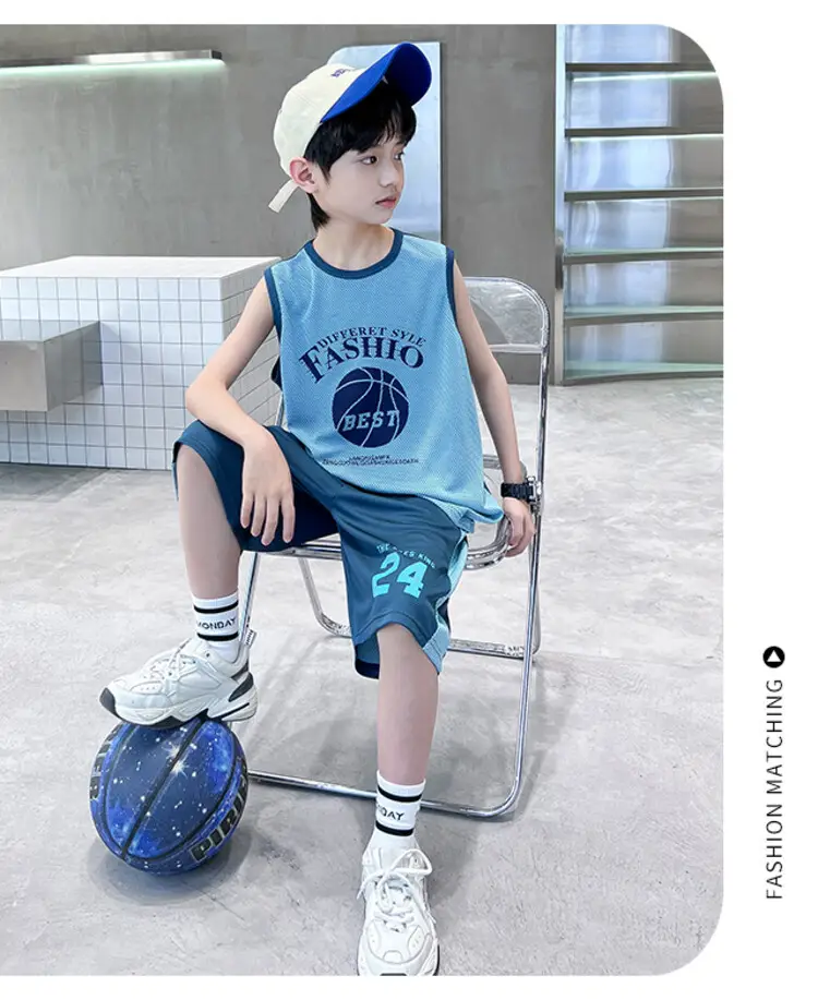 Boys Jersey Tank Top & Shorts Set Summer Sporty — feature 14