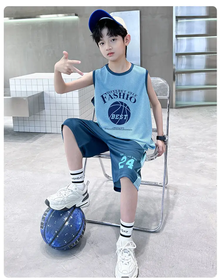 Boys Jersey Tank Top & Shorts Set Summer Sporty — feature 16