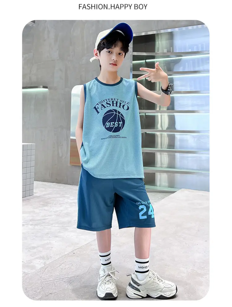 Boys Jersey Tank Top & Shorts Set Summer Sporty — feature 18