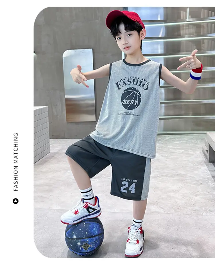 Boys Jersey Tank Top & Shorts Set Summer Sporty — feature 19