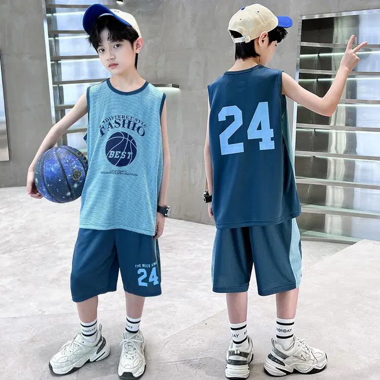 Boys Jersey Tank Top & Shorts Set Summer Sporty - Image 2