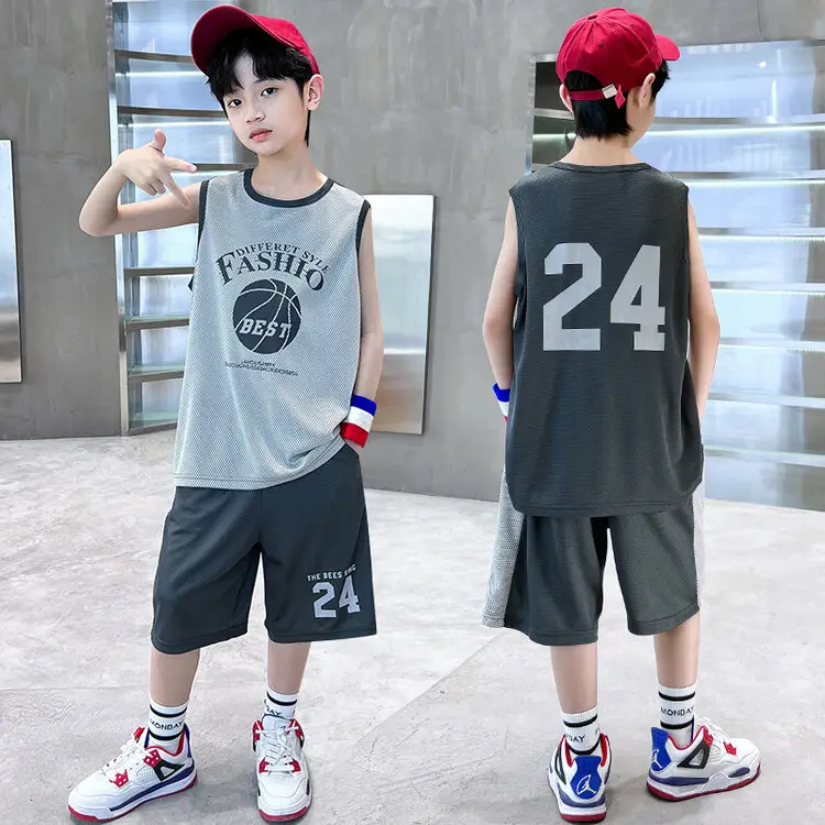 Boys Jersey Tank Top & Shorts Set Summer Sporty - Image 3