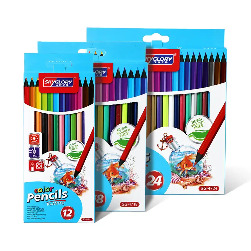 Cross-Border Plastic Colored Pencils Wholesale Student Special Painting Pencil Set Oily Colored Pencils Children's Art Supplies