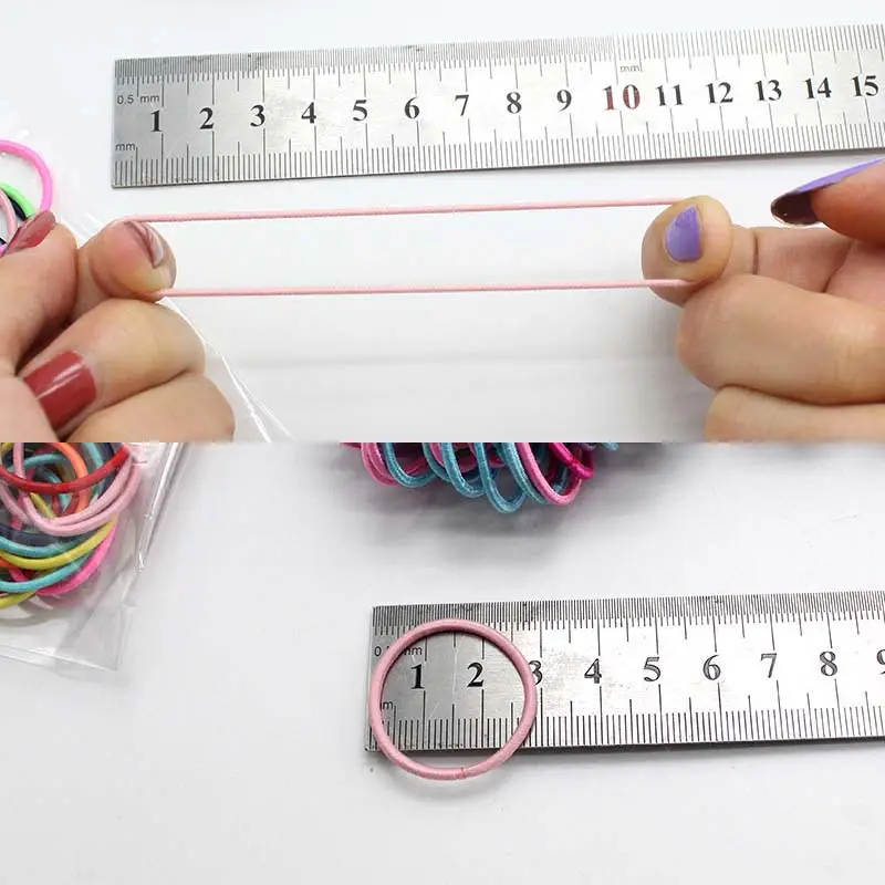 Women Hair Ring Rubber Bands 100 Pcs Black High Elastic — feature 17