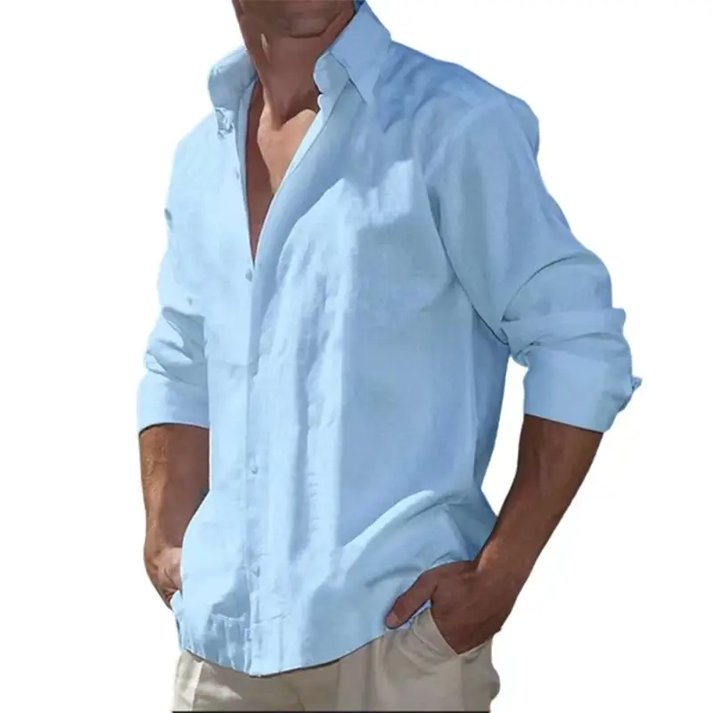 Men's White Long Sleeve Open Button Shirt Large - Image 8