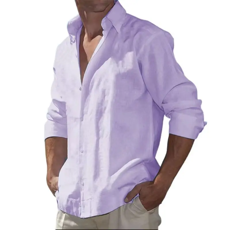 Men's White Long Sleeve Open Button Shirt Large — feature 5