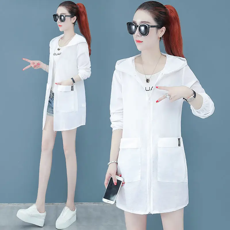 Women's White Sun Protection Jacket Large Medium - Image 7
