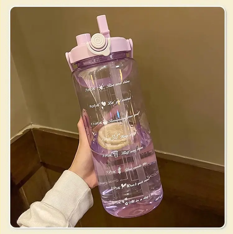 Summer Large-Capacity Sports Transparent Kettle, Outdoor High-Looking Portable Water Cup, Plastic Cup with Straw, Double Drinking Cup — feature 10
