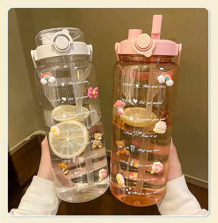 Summer Large-Capacity Sports Transparent Kettle, Outdoor High-Looking Portable Water Cup, Plastic Cup with Straw, Double Drinking Cup — feature 11
